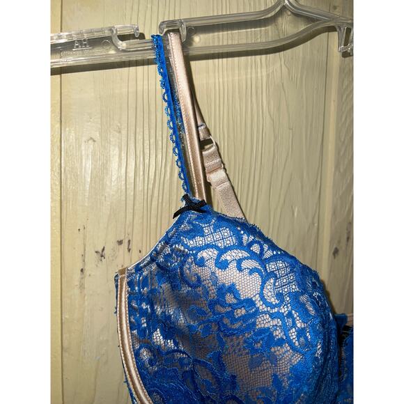 Heidi Klum Bra 34DD 34E Intimates Poolside Affair Blue Lace Satin Underwire NEW - Picture 7 of 13